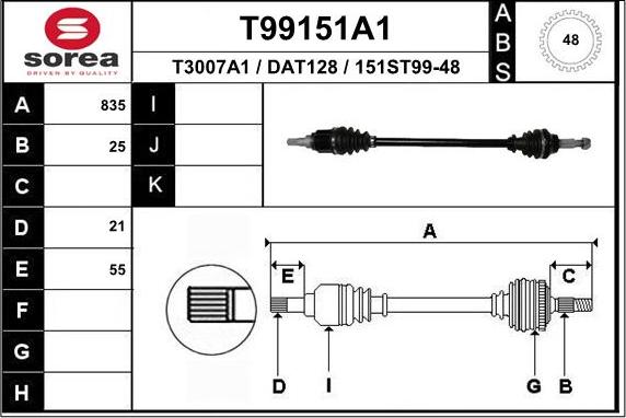 EAI T99151A1 - Piedziņas vārpsta autodraugiem.lv