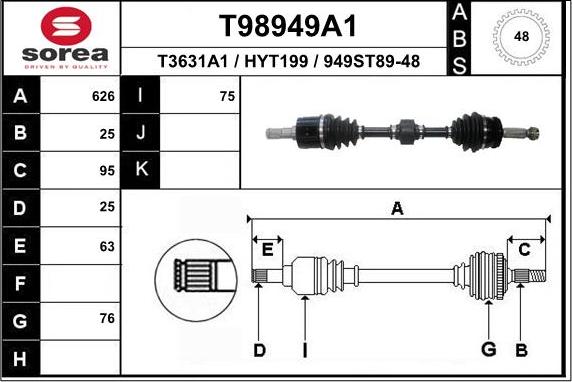 EAI T98949A1 - Piedziņas vārpsta autodraugiem.lv