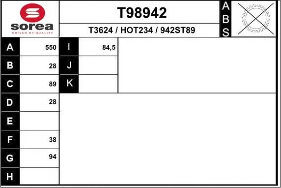 EAI T98942 - Piedziņas vārpsta autodraugiem.lv