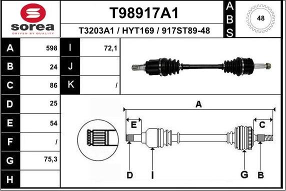 EAI T98917A1 - Piedziņas vārpsta autodraugiem.lv