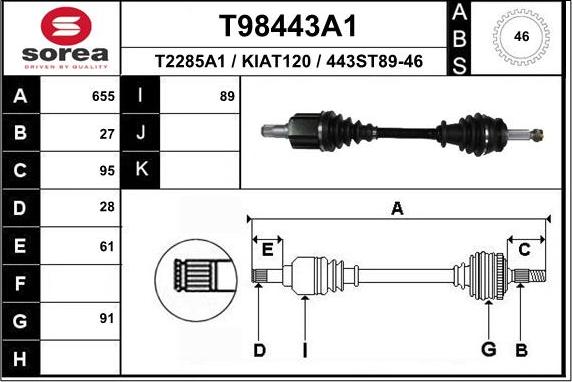 EAI T98443A1 - Piedziņas vārpsta autodraugiem.lv