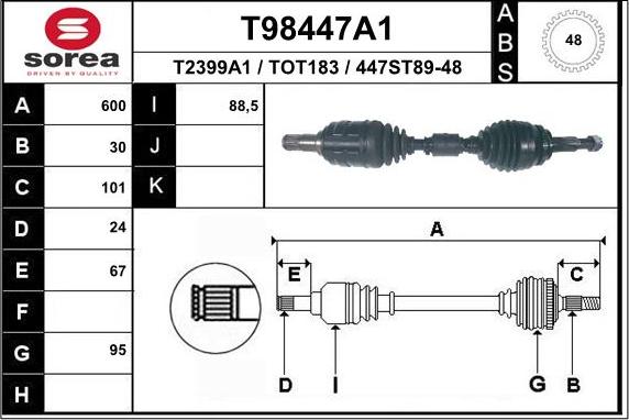 EAI T98447A1 - Piedziņas vārpsta autodraugiem.lv