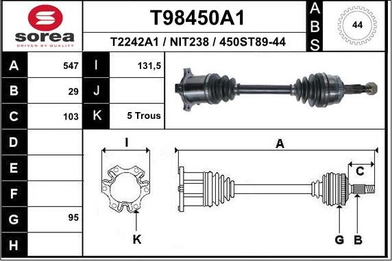 EAI T98450A1 - Piedziņas vārpsta autodraugiem.lv