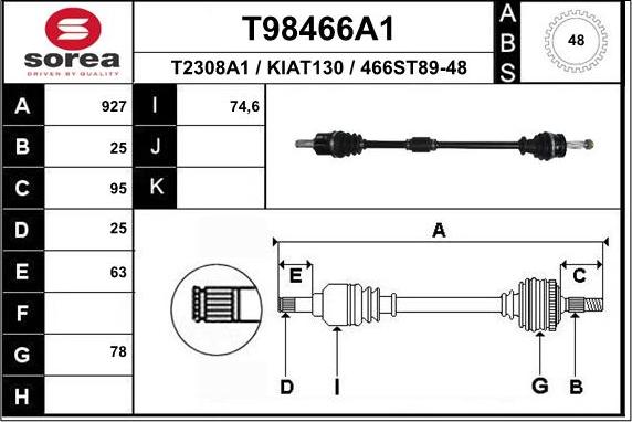 EAI T98466A1 - Piedziņas vārpsta autodraugiem.lv