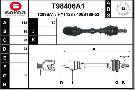 EAI T98406A1 - Piedziņas vārpsta autodraugiem.lv