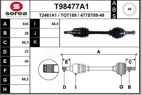 EAI T98477A1 - Piedziņas vārpsta autodraugiem.lv