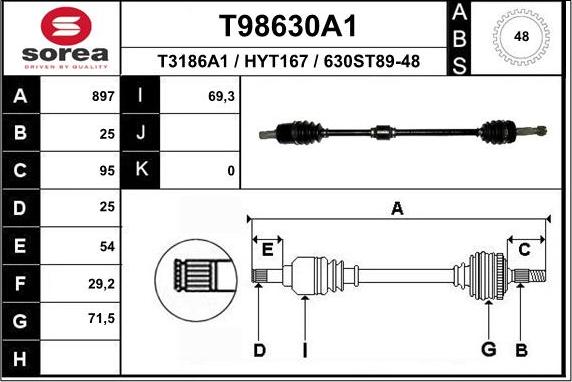 EAI T98630A1 - Piedziņas vārpsta autodraugiem.lv