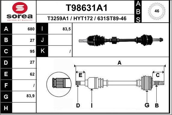 EAI T98631A1 - Piedziņas vārpsta autodraugiem.lv