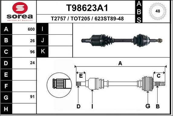 EAI T98623A1 - Piedziņas vārpsta autodraugiem.lv