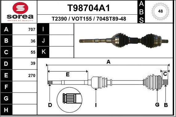 EAI T98704A1 - Piedziņas vārpsta autodraugiem.lv