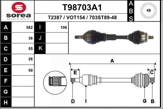 EAI T98703A1 - Piedziņas vārpsta autodraugiem.lv