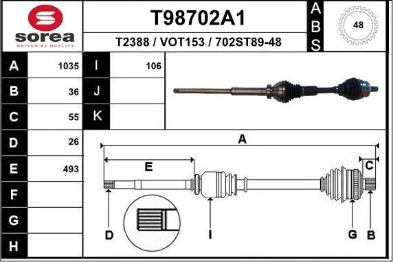 EAI T98702A1 - Piedziņas vārpsta autodraugiem.lv