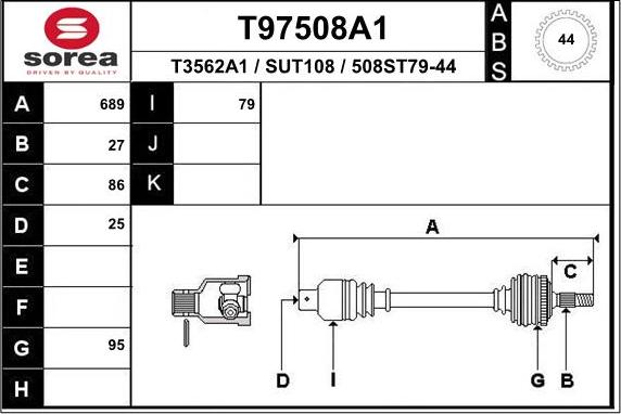 EAI T97508A1 - Piedziņas vārpsta autodraugiem.lv