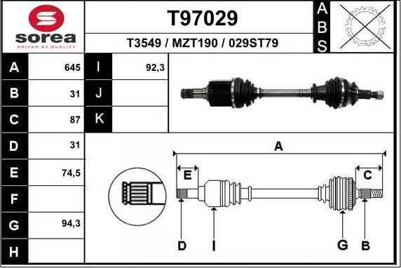 EAI T97029 - Piedziņas vārpsta autodraugiem.lv