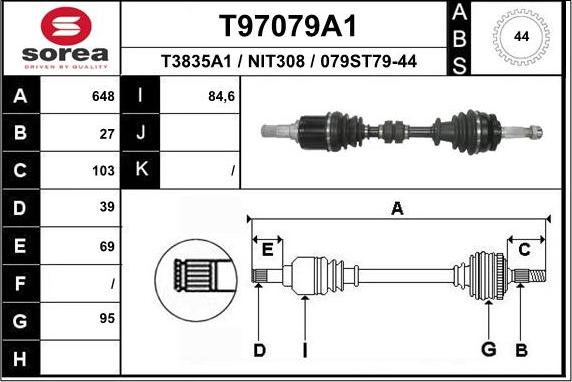 EAI T97079A1 - Piedziņas vārpsta autodraugiem.lv