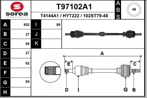 EAI T97102A1 - Piedziņas vārpsta autodraugiem.lv