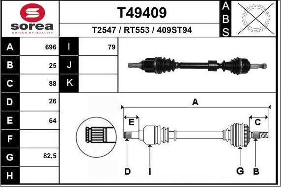 EAI T49409 - Piedziņas vārpsta autodraugiem.lv