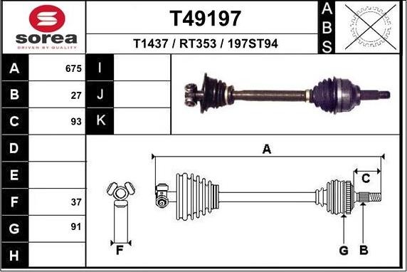 EAI T49197 - Piedziņas vārpsta autodraugiem.lv