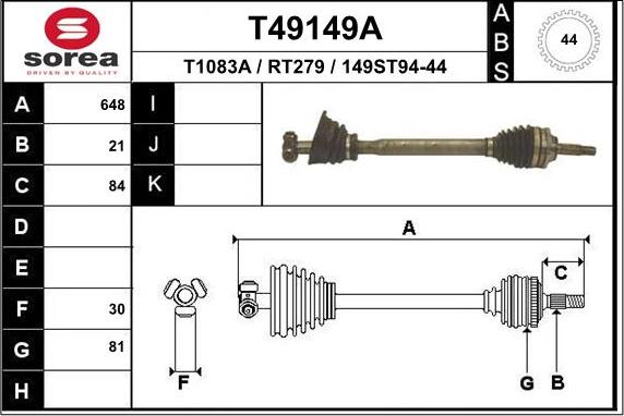 EAI T49149A - Piedziņas vārpsta autodraugiem.lv