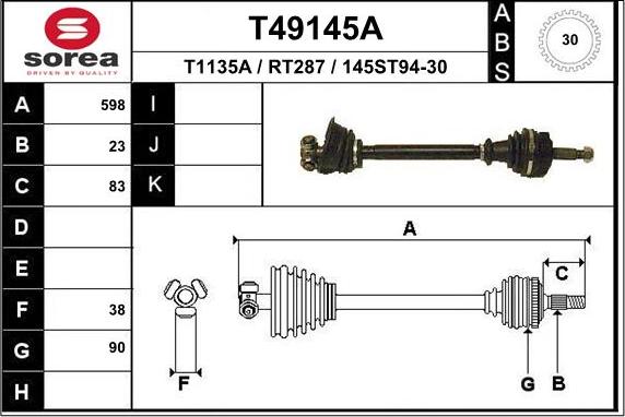 EAI T49145A - Piedziņas vārpsta autodraugiem.lv