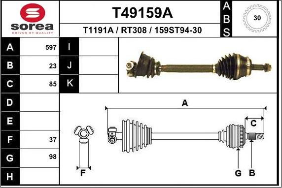 EAI T49159A - Piedziņas vārpsta autodraugiem.lv