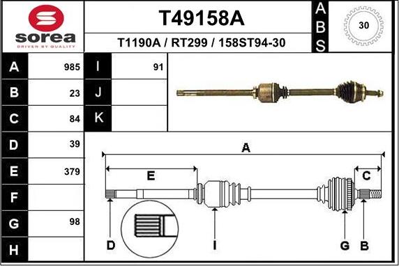 EAI T49158A - Piedziņas vārpsta autodraugiem.lv