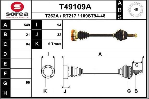 EAI T49109A - Piedziņas vārpsta autodraugiem.lv