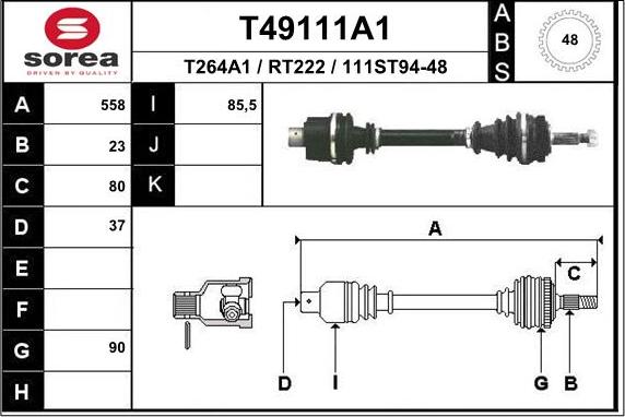 EAI T49111A1 - Piedziņas vārpsta autodraugiem.lv