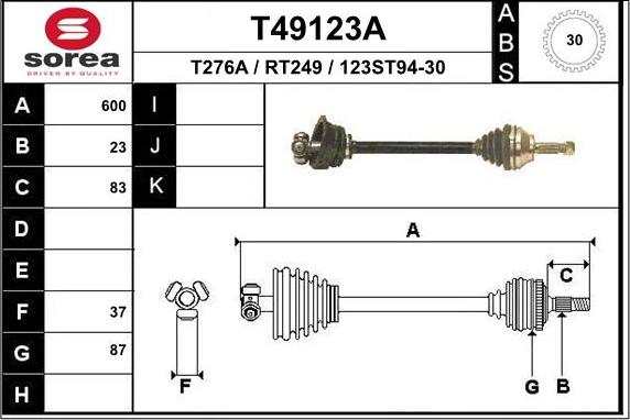 EAI T49123A - Piedziņas vārpsta autodraugiem.lv