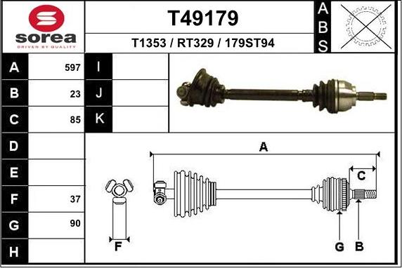 EAI T49179 - Piedziņas vārpsta autodraugiem.lv