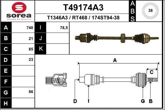 EAI T49174A3 - Piedziņas vārpsta autodraugiem.lv