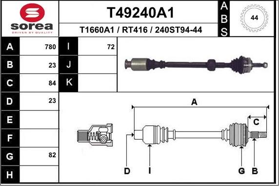 EAI T49240A1 - Piedziņas vārpsta autodraugiem.lv