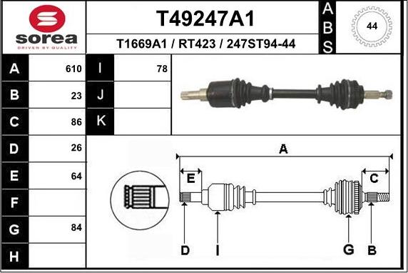 EAI T49247A1 - Piedziņas vārpsta autodraugiem.lv