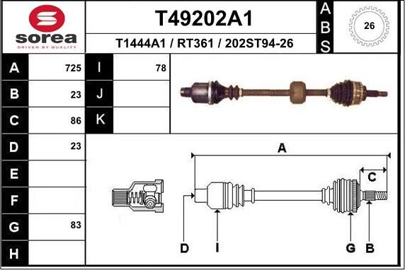 EAI T49202A1 - Piedziņas vārpsta autodraugiem.lv