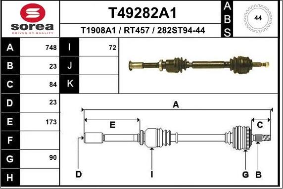 EAI T49282A1 - Piedziņas vārpsta autodraugiem.lv