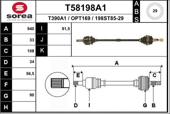 EAI T58198A1 - Piedziņas vārpsta autodraugiem.lv