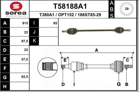 EAI T58188A1 - Piedziņas vārpsta autodraugiem.lv