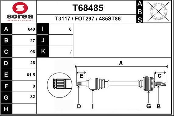 EAI T68485 - Piedziņas vārpsta autodraugiem.lv