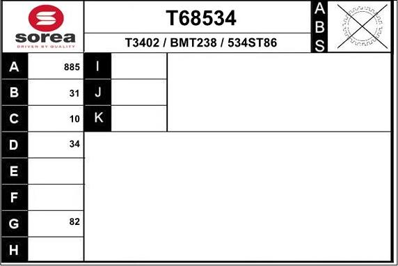 EAI T68534 - Piedziņas vārpsta autodraugiem.lv