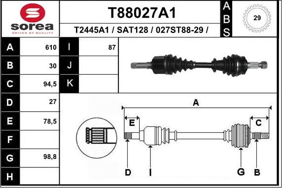 EAI T88027A1 - Piedziņas vārpsta autodraugiem.lv