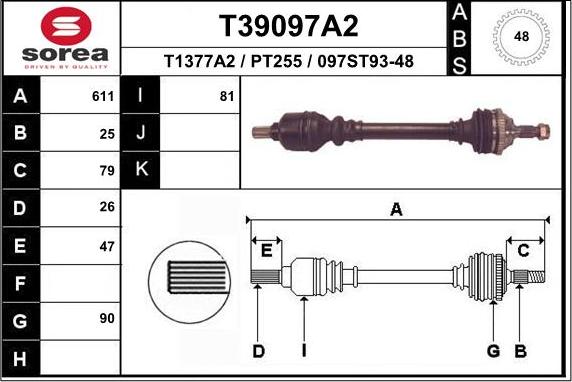 EAI T39097A2 - Piedziņas vārpsta autodraugiem.lv