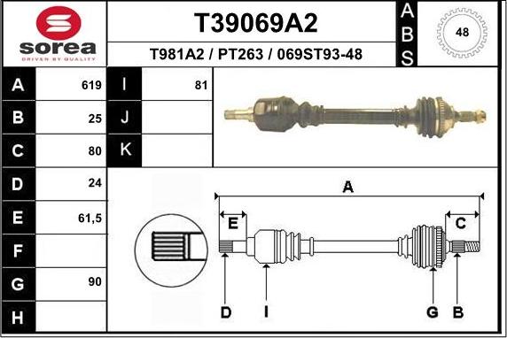 EAI T39069A2 - Piedziņas vārpsta autodraugiem.lv