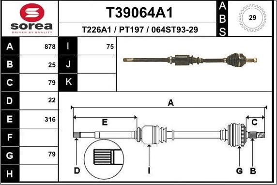 EAI T39064A1 - Piedziņas vārpsta autodraugiem.lv