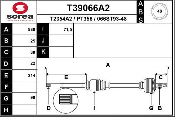 EAI T39066A2 - Piedziņas vārpsta autodraugiem.lv