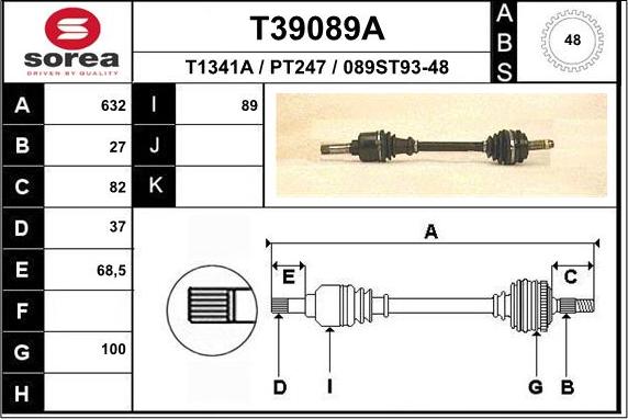 EAI T39089A - Piedziņas vārpsta autodraugiem.lv