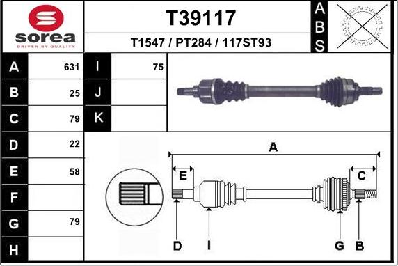 EAI T39117 - Piedziņas vārpsta autodraugiem.lv