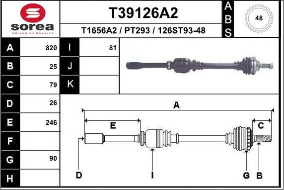 EAI T39126A2 - Piedziņas vārpsta autodraugiem.lv