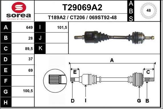 EAI T29069A2 - Piedziņas vārpsta autodraugiem.lv