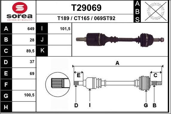 EAI T29069 - Piedziņas vārpsta autodraugiem.lv