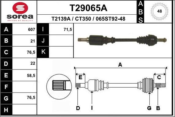 EAI T29065A - Piedziņas vārpsta autodraugiem.lv